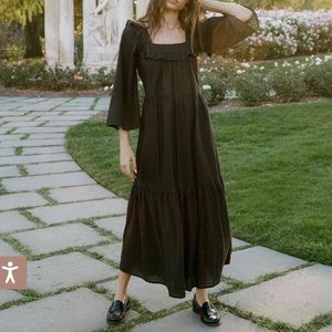 Black Long Sleeve Tiered Maxi Dress - Women